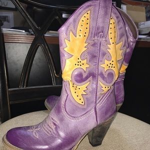 Purple and Gold LSU cowboy boots